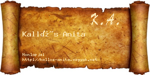 Kallós Anita névjegykártya